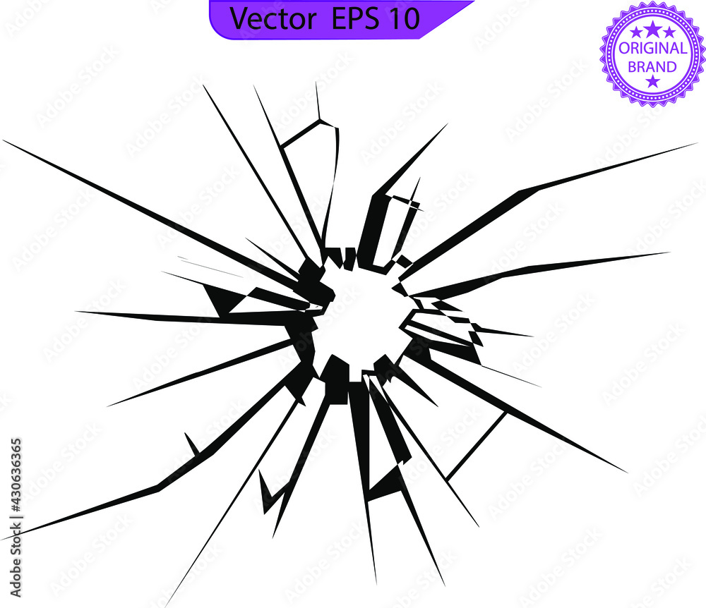 Broken glass, cracks, bullet marks on glass. High resolution. Texture