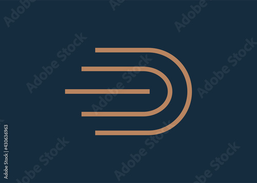 Line incorporated into letter D Logo Design Template. delivery and transportation company, logistic Icon Line Art Vector