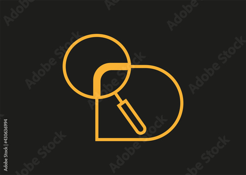 Magnifying glass Detect Letter D Logo Design Template. delivery and transportation company, logistic Icon Line Art Vector