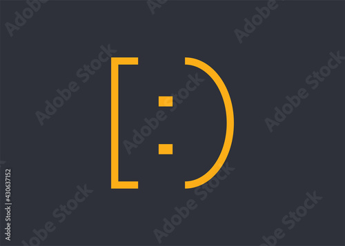 D Letter Initial With Code Logo Design Template. Digital Company Icon Line Art Vector