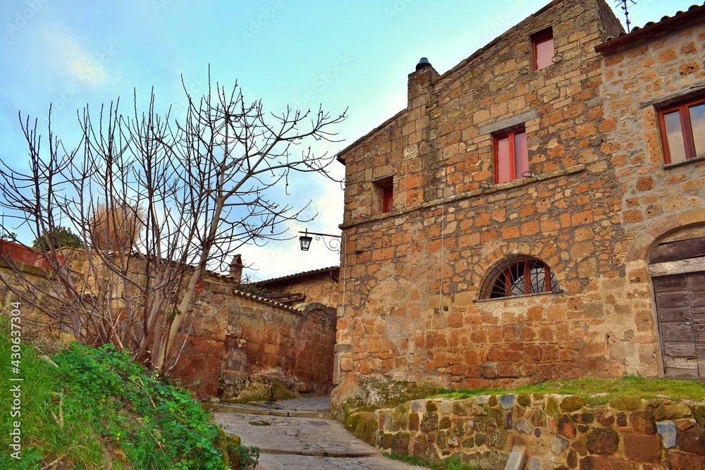 landscape of the medieval village of Civita di Bagnoregio in Viterbo, Italy