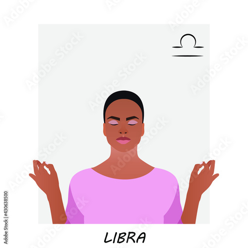 Libra horoscope. Zodiac sign Libra. The girl is in a state of balance.
