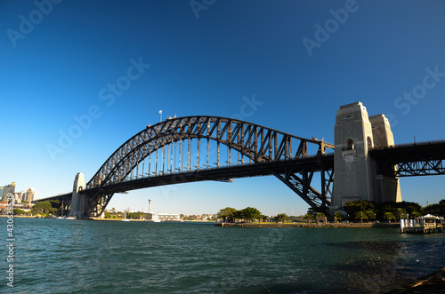 Sydney's Habour Bridge at midday viewd from the north of the bay, in Kirribilli. Sydney, New South Wales, Australia. © Marquicio