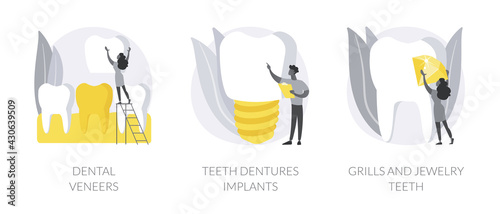 Teeth aesthetics abstract concept vector illustrations.