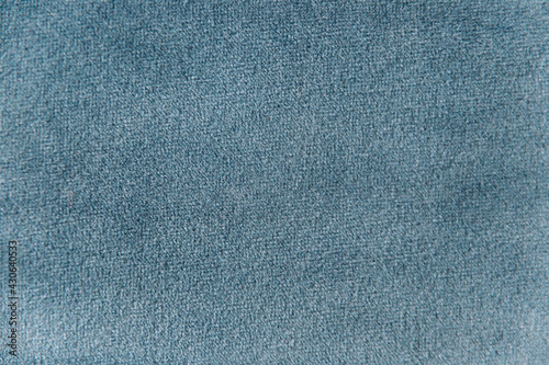 Blue colour velour textile sample. Fabric texture background