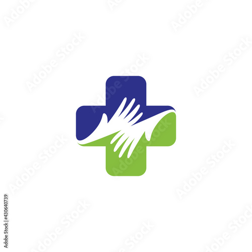Hand medical care logo design template ready for use