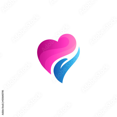 Hand heart logo design ready for template