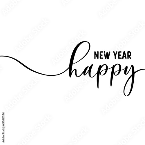 Happy new year. Calligraphic Lettering design card template. Creative typography for Holiday Greeting Gift Poster.