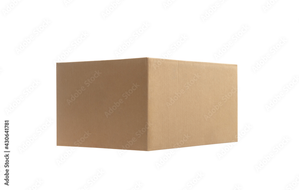 one open cardboard box, on white background one open cardboard box, on white background