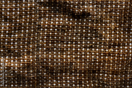 Sackcloth. Photo of a fabric with a shallow depth of field. For background decoration.