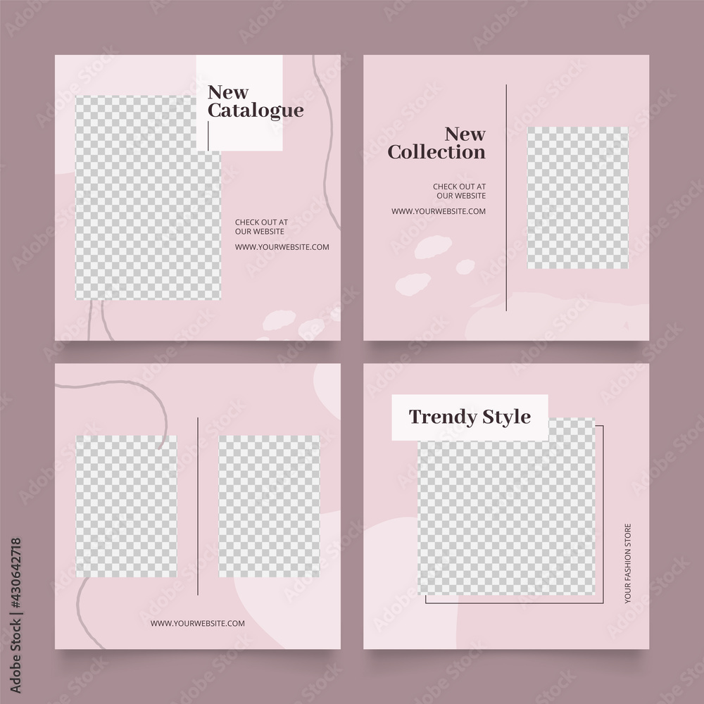 social media template blog fashion sale promotion. fully editable instagram and facebook square post frame organic sale poster. pink white brown ad banner vector background