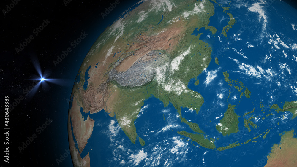 asia seen from space 3d illustration