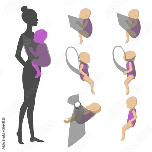 Positioning the baby in different baby carriers