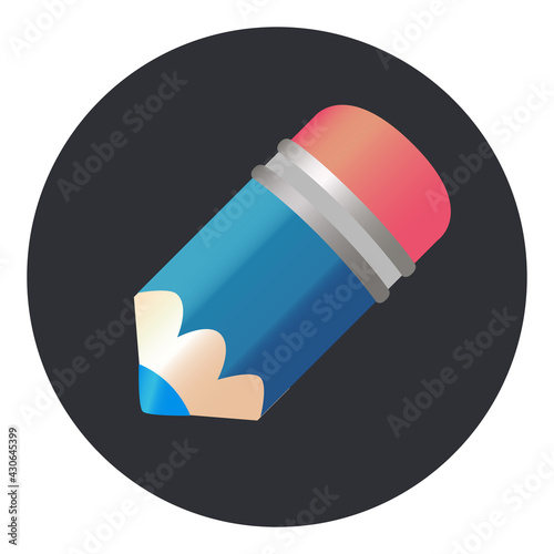 Blue short pencil line art logo vector icon