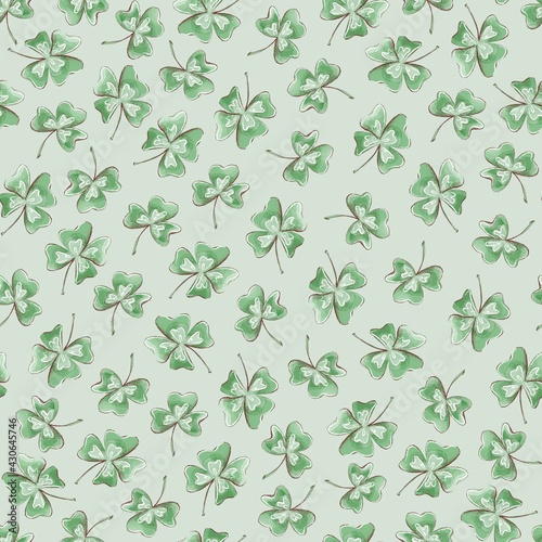 Seamless pattern. Clover flowers for St. Patrick's Day