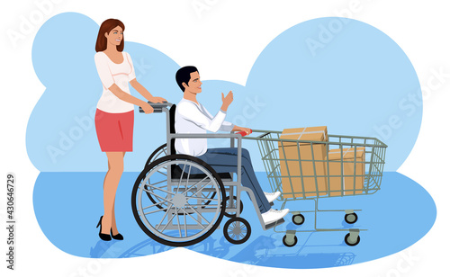 A person with disabilities makes purchases.