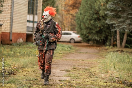 Halloween horror clown in action