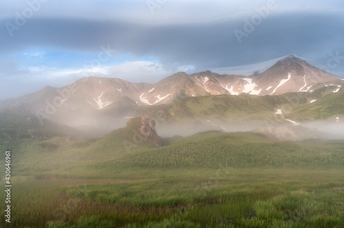 Mountain landscape at Paramushir Island, Russia. Karpinsky Group. photo