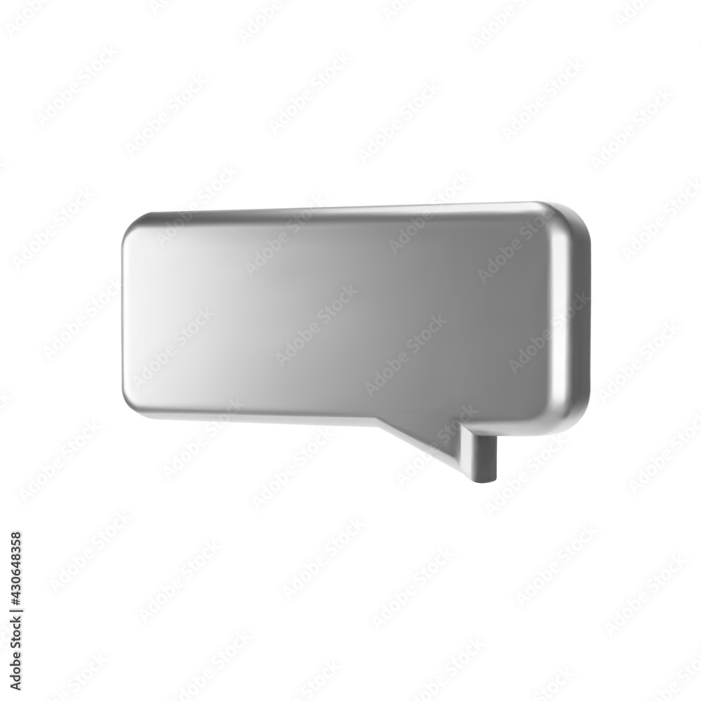 Silver 3d bubble talk isolated on white background. Gloss chrome metallic speech bubble, dialogue, messenger shape. 3D render vector shiny icon for social media or website Silver 3d bubble talk isolated on white background. Gloss chrome metallic speech bubble, dialogue, messenger shape. 3D render vector shiny icon for social media or website