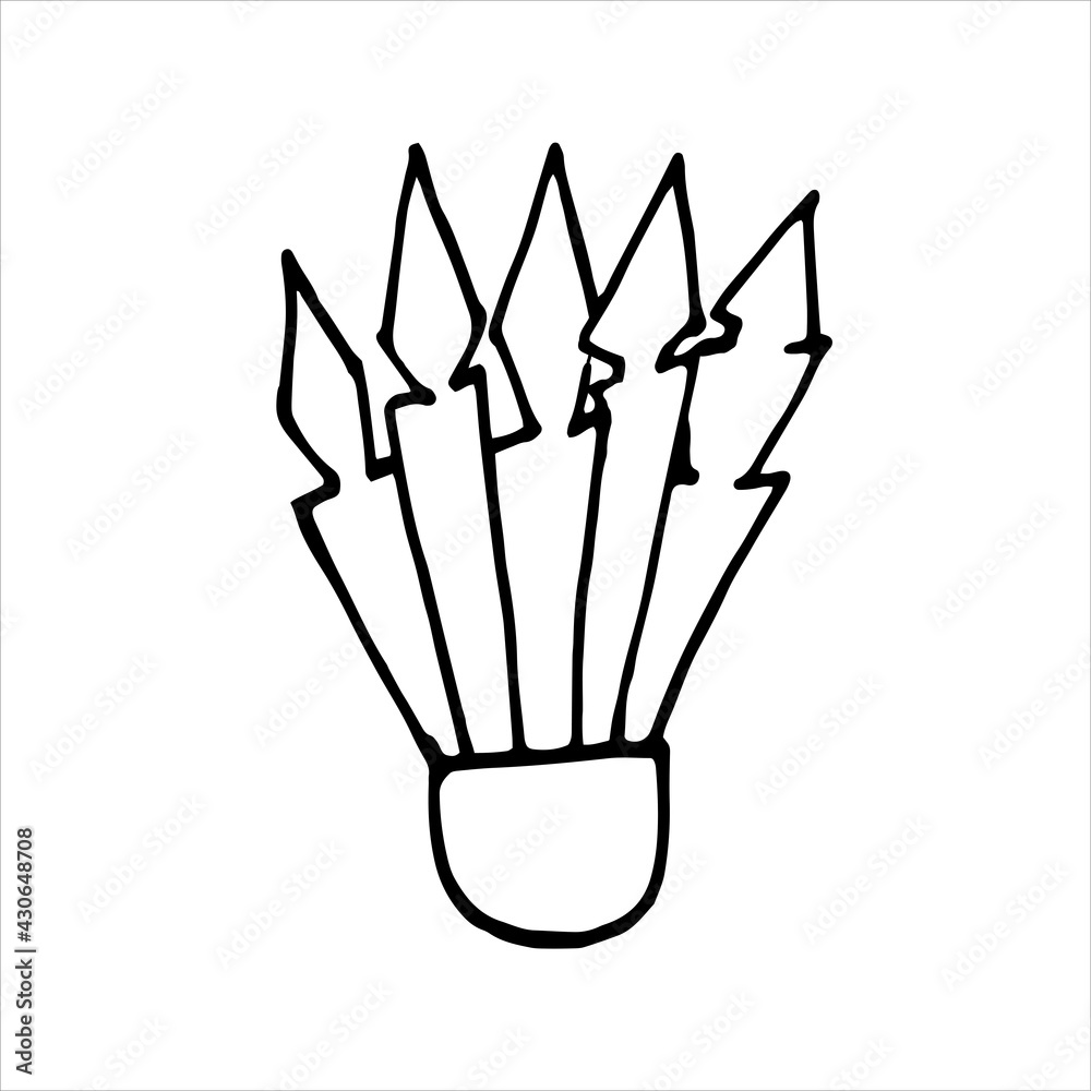 Vector black and white badminton shuttlecock with feathers Vector black and white badminton shuttlecock with feathers