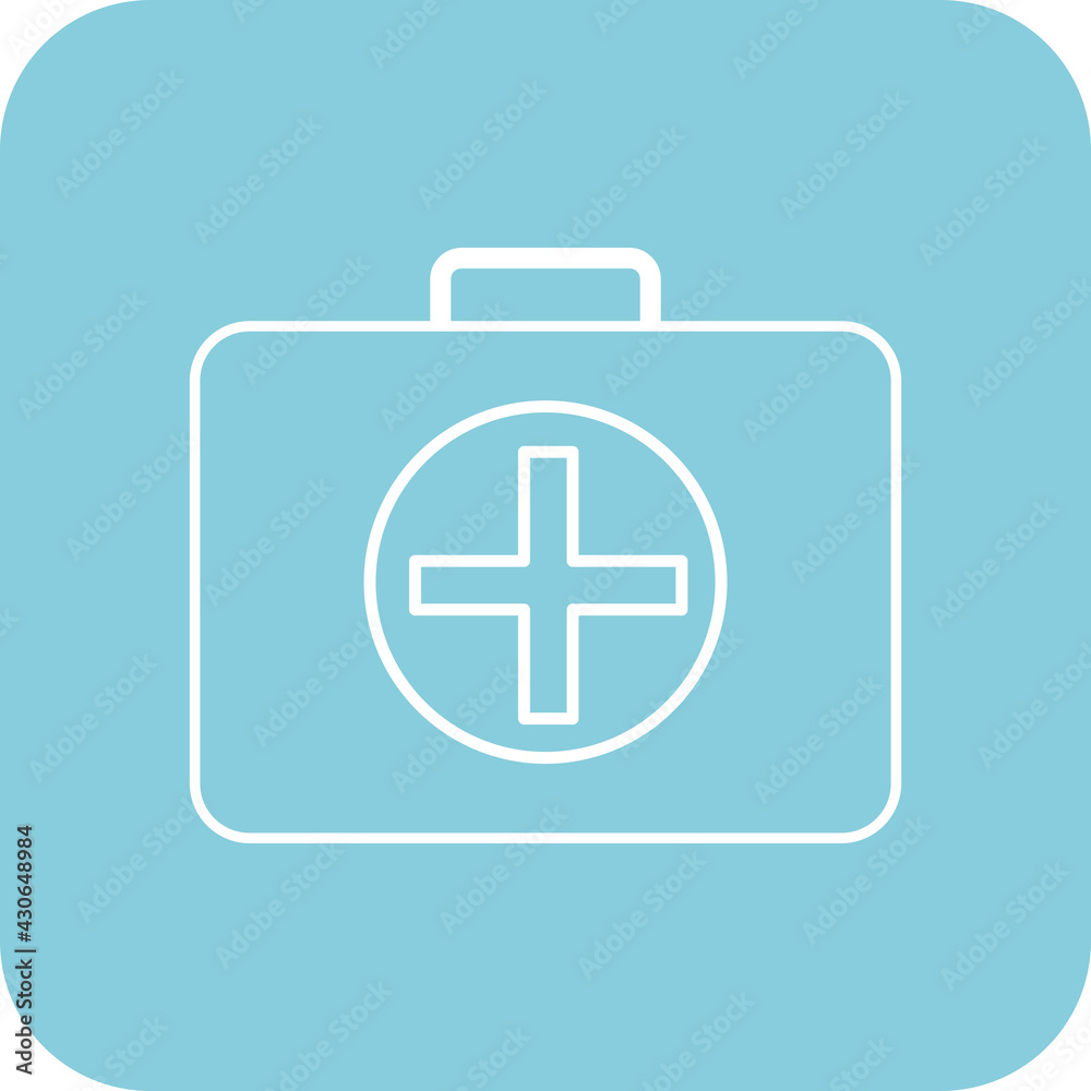 First aid kit isolated ,medicine Bag on blue background flat icon vector illustration. First aid kit isolated ,medicine Bag on blue background flat icon vector illustration.