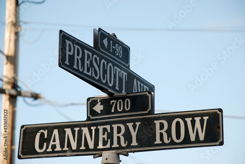 Street sign of famous Cannery Row in Monterey, California