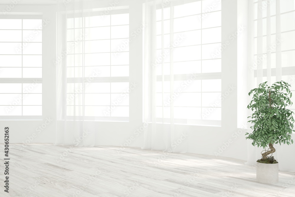 Fototapeta premium White empty room. Scandinavian interior design. 3D illustration