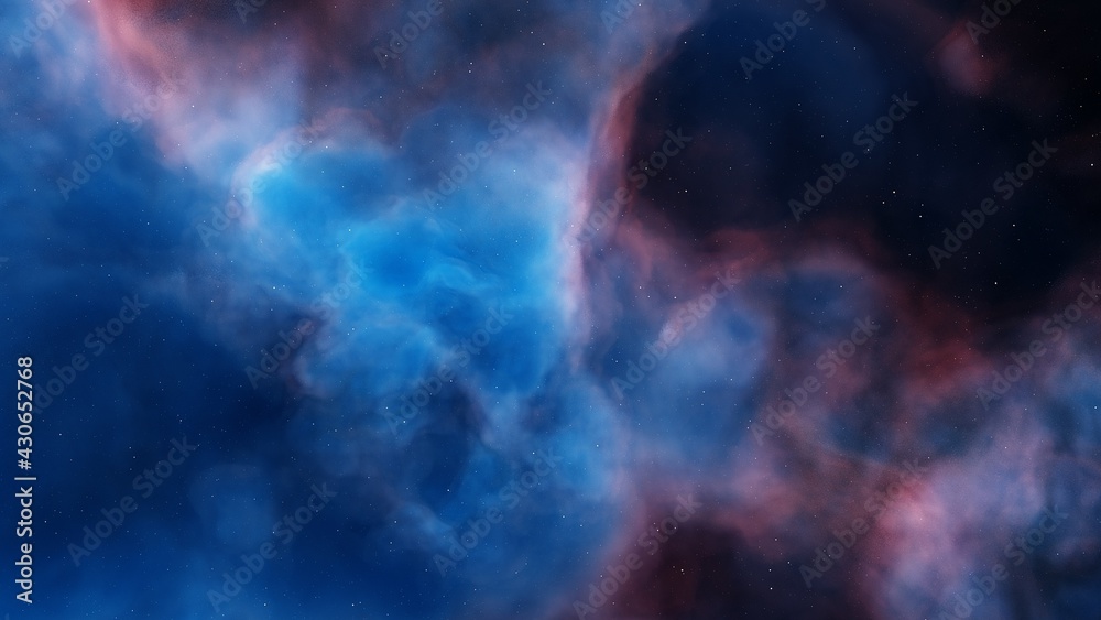 Fototapeta premium nebula gas cloud in deep outer space, colorful space background with stars, 3d render