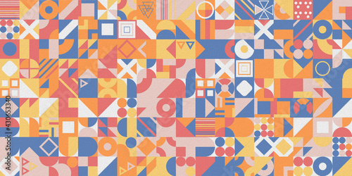 Simple banner of decorative patterns colored geometric composition flat style 