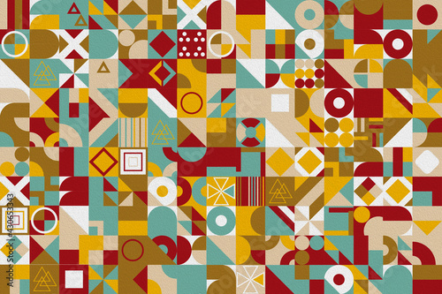 Simple banner of decorative patterns colored geometric composition flat style  © Renat