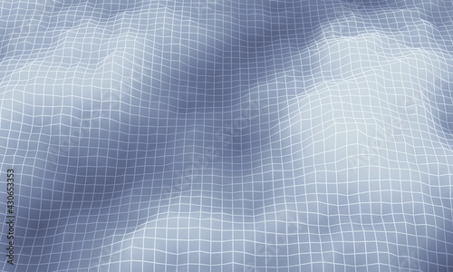 3D rendered gray topographic mountain grid.