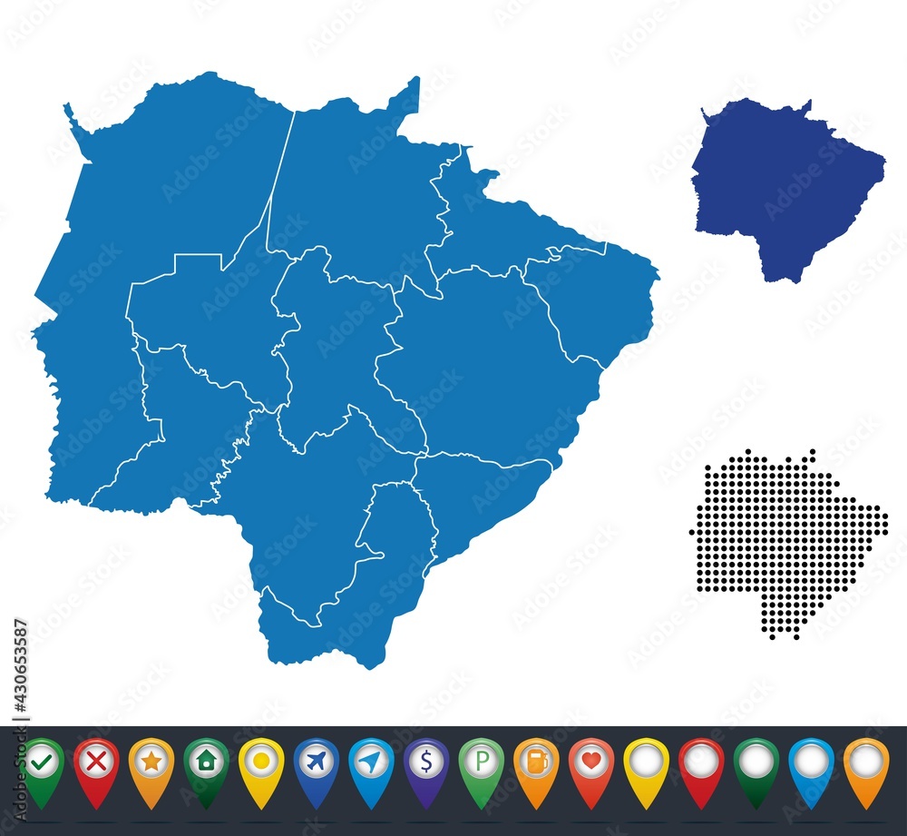 Vettoriale Stock Set maps of Mato Grosso do Sul state | Adobe Stock