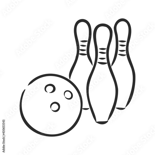 Bowling skittles and ball sketch vector illustration