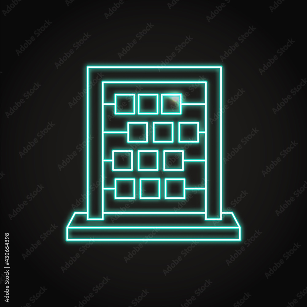 Shining neon abacus icon in line style Shining neon abacus icon in line style