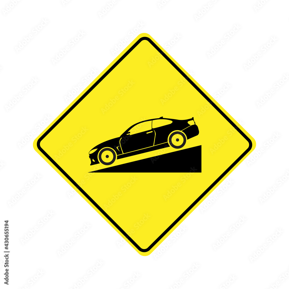 Steep hill traffic road sign