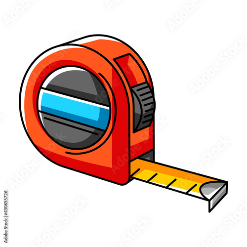 Illustration of tape measure. Repair working tool. Equipment for construction industry.
