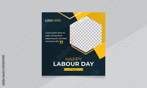 Labour day Social Media Post Template with instagram