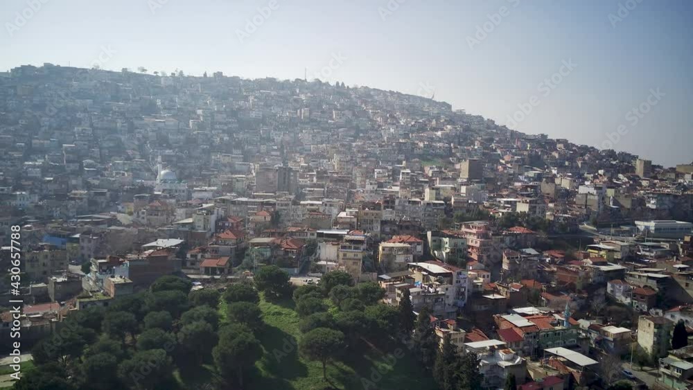 Drone view on poverty slum district and muslim mosque. Amazing high angle drone footage. Drone view on poverty slum district and muslim mosque. Amazing high angle drone footage.