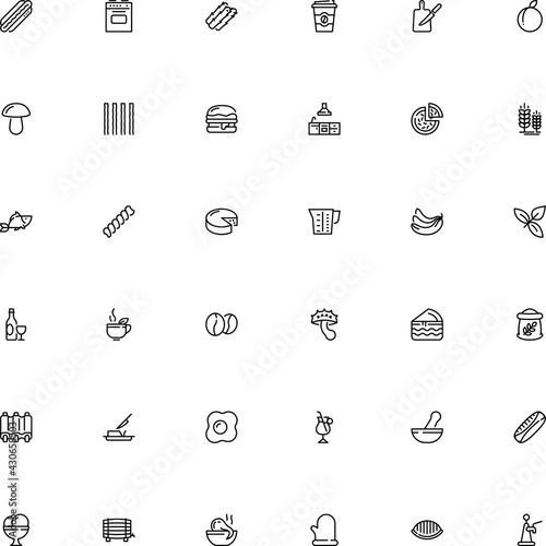 icon vector icon set such as: bean, central, information, jug, clip, sesame, ribs, furniture, round, pharmacist, wineglass, ear, gluten, yogurt, spring, lake, barbecue, decor, vector illustration