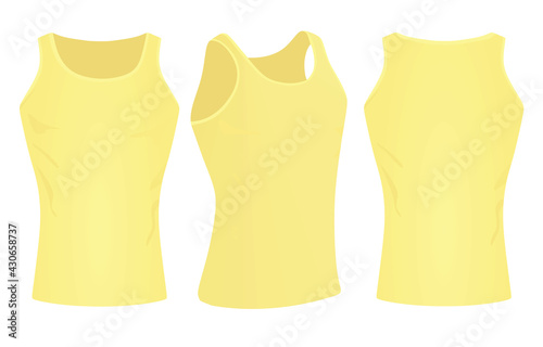 Yellow sleeveless t shirt. vector illustration