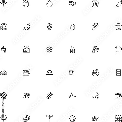 icon vector icon set such as: front, pasta shape, egg, drum, booze, macaron, medicine, retail, spanish, macaroni, silver, cardboard, baked, awning, grape, decorative, stuffed, chile, orange, winery
