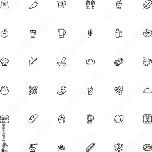 icon vector icon set such as: candy, sauce, cardboard, pharmacy, glyph, chopsticks, branch, noodle, yolk, kitchenware, storage, paprika, pharmacy tool, brewing, beaker, warm, serving, happy