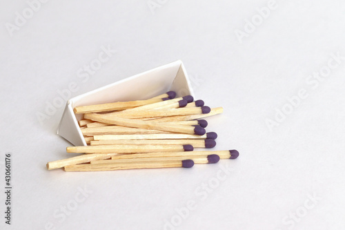 Matches fell out of the box on a white background