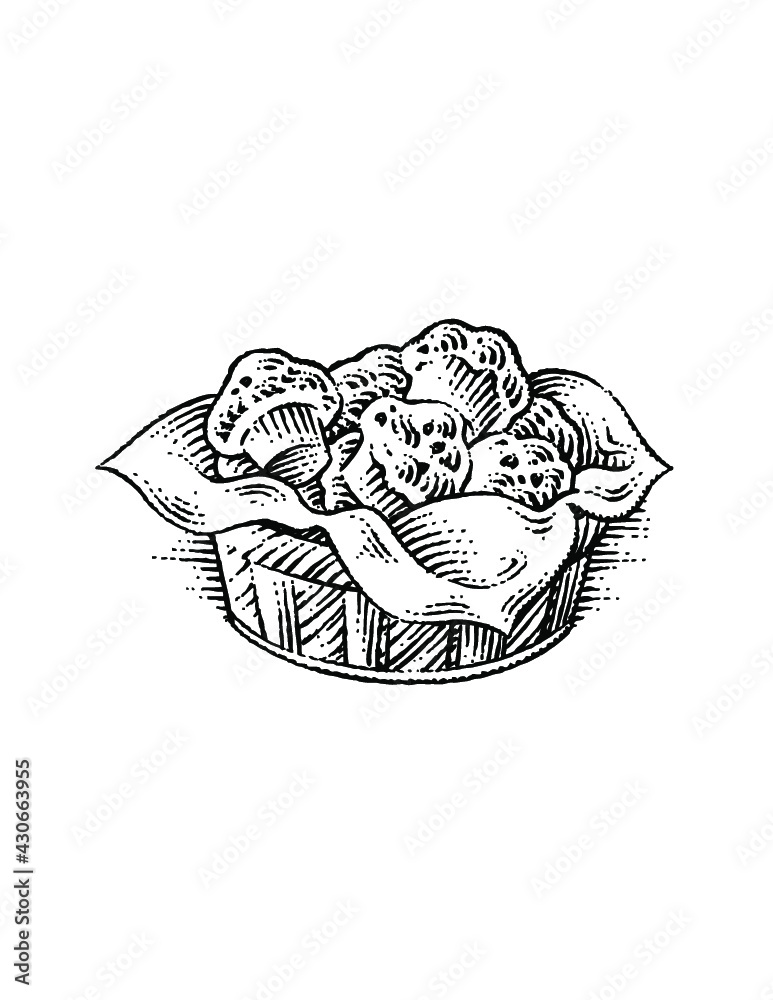 Naklejka premium basket of muffins illustration