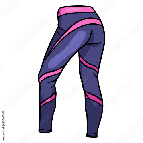 Sports leggings for fitness and sports. Sportswear. Sports legends. Cartoon style.