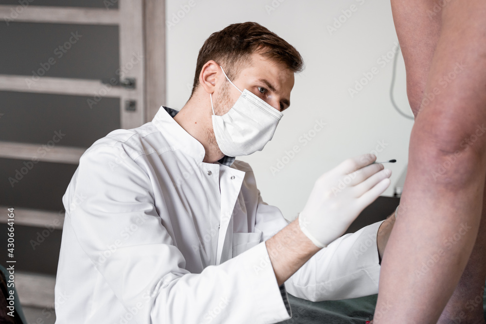 Vein markup. Vascular surgeon is marking veins for varicose surgery Vein markup. Vascular surgeon is marking veins for varicose surgery