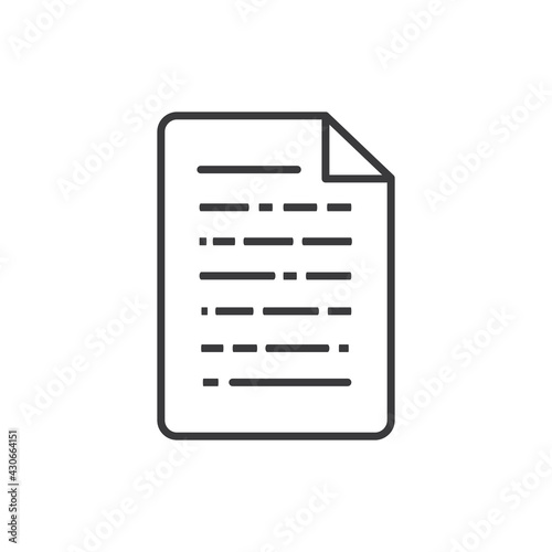 Document icon outline and linear vector. Office note symbol.