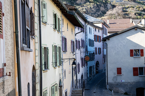 Saillon, Switzerland 28.03.2021 - Architecture in the Village of Saillon in Spring, Farinet hike photo