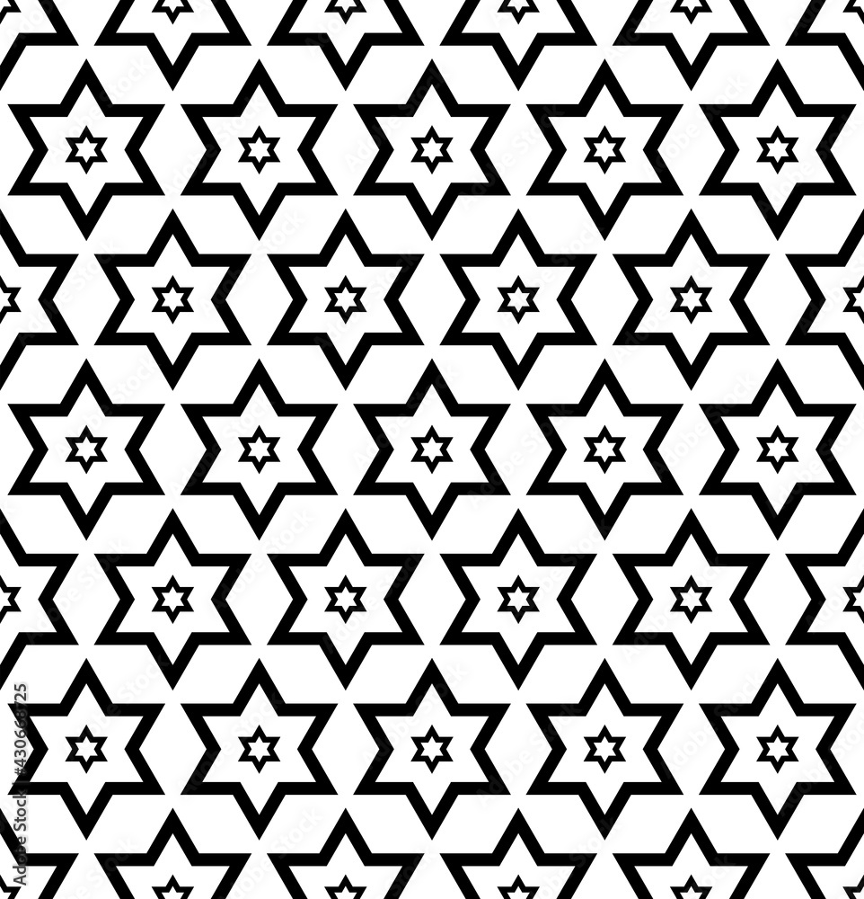 Abstract seamless geometric stars pattern and texture. Abstract seamless geometric stars pattern and texture.