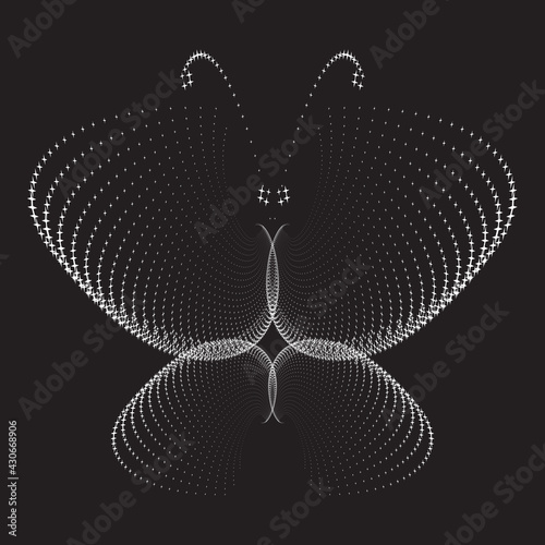 Butterfly. Dotted Halftone Vector in doodle style image
